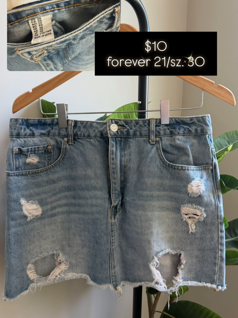 Forever 21 Distressed Jean MiniSkirt